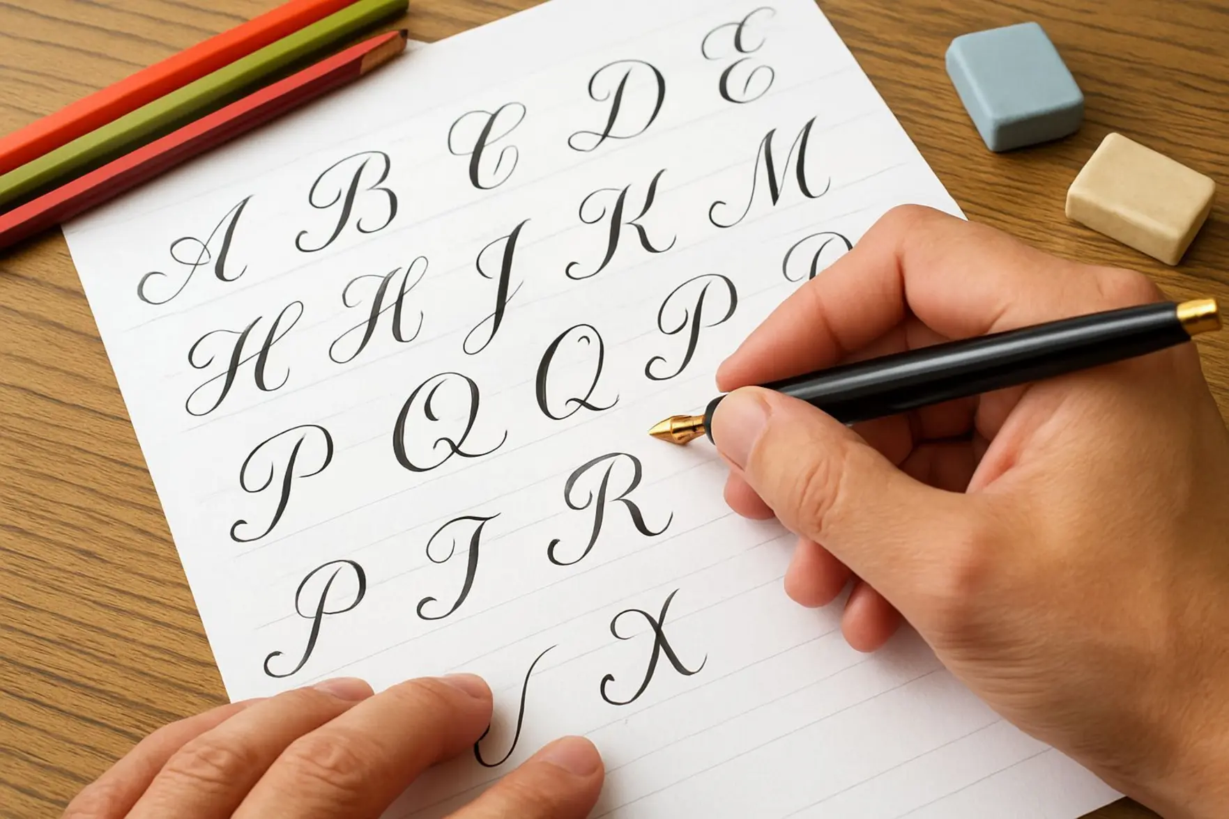 Folha de caligrafia para imprimir