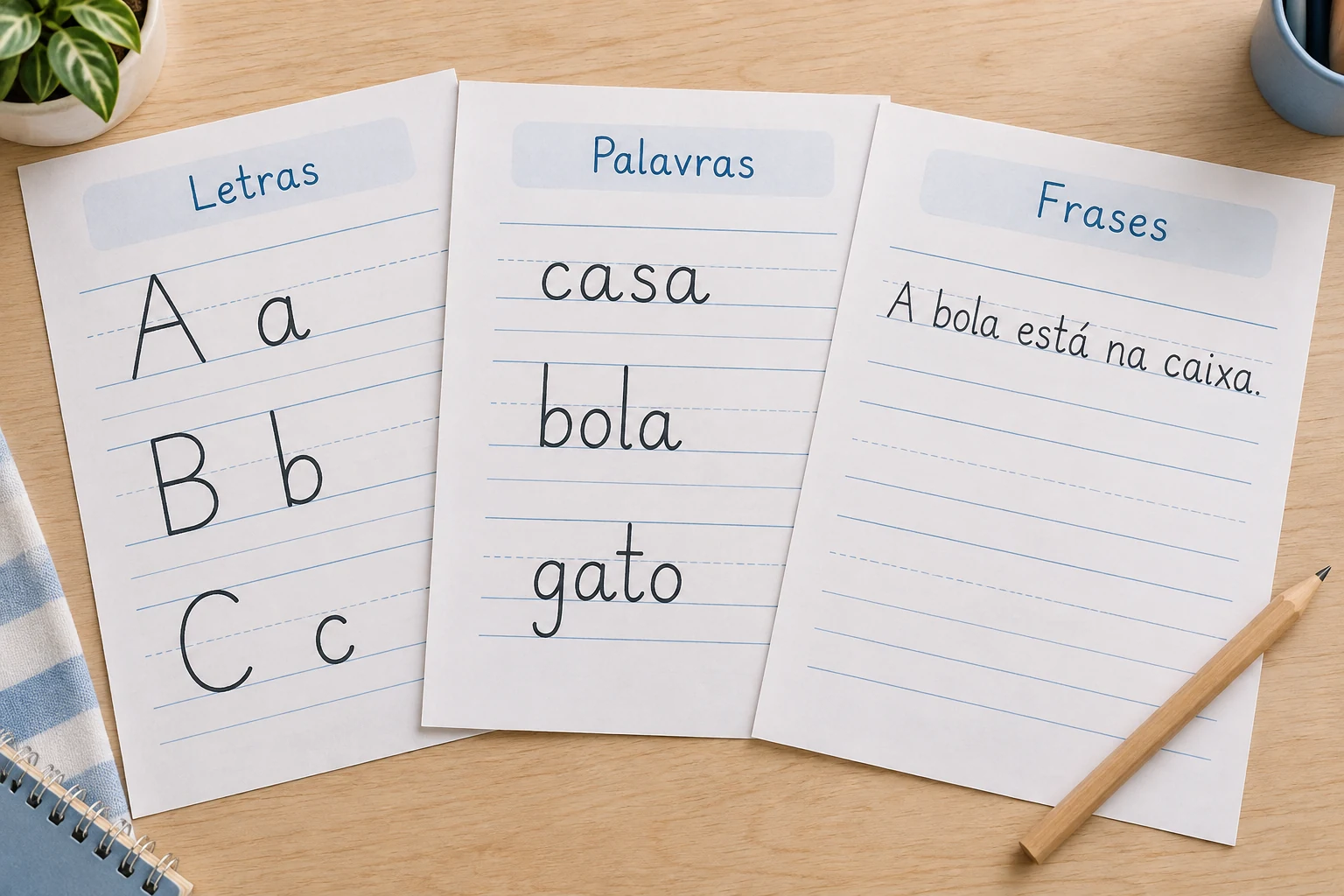 Caligrafia para impressão com exercícios de letras, palavras e frases em folhas pautadas Caligrafia para impressão com exercícios de letras, palavras e frases em folhas pautadas